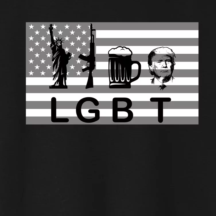 LGBT Liberty Guns Beer Trump Women's Crop Top Tee