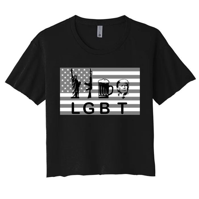 LGBT Liberty Guns Beer Trump Women's Crop Top Tee