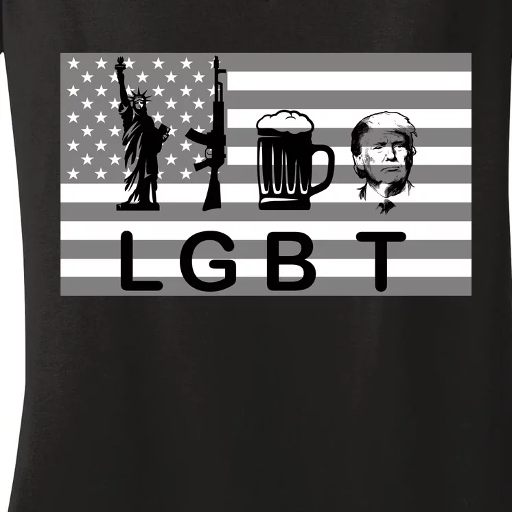 LGBT Liberty Guns Beer Trump Women's V-Neck T-Shirt