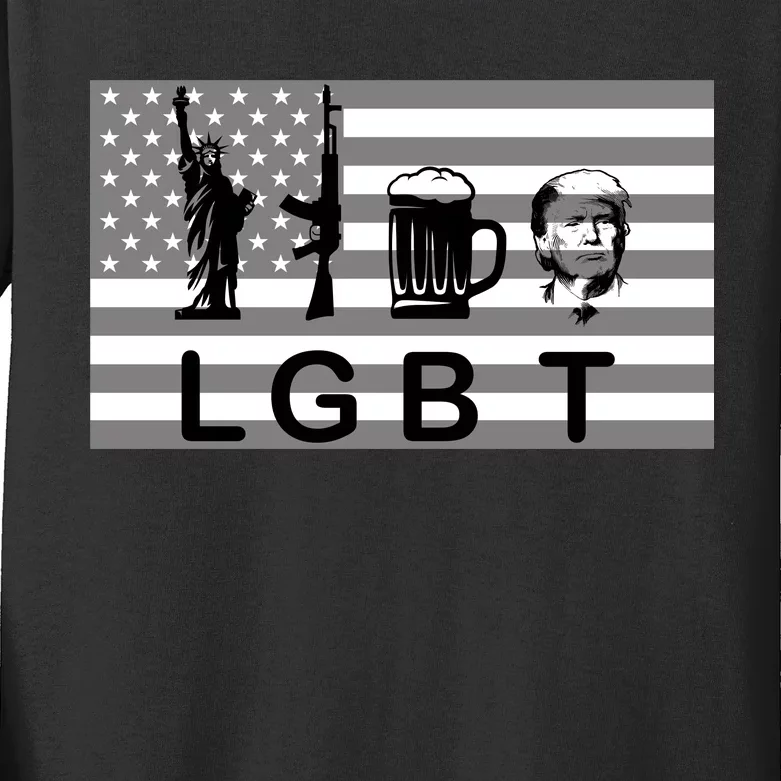 LGBT Liberty Guns Beer Trump Kids Long Sleeve Shirt