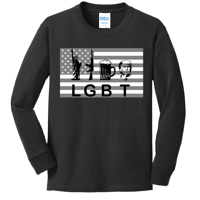 LGBT Liberty Guns Beer Trump Kids Long Sleeve Shirt