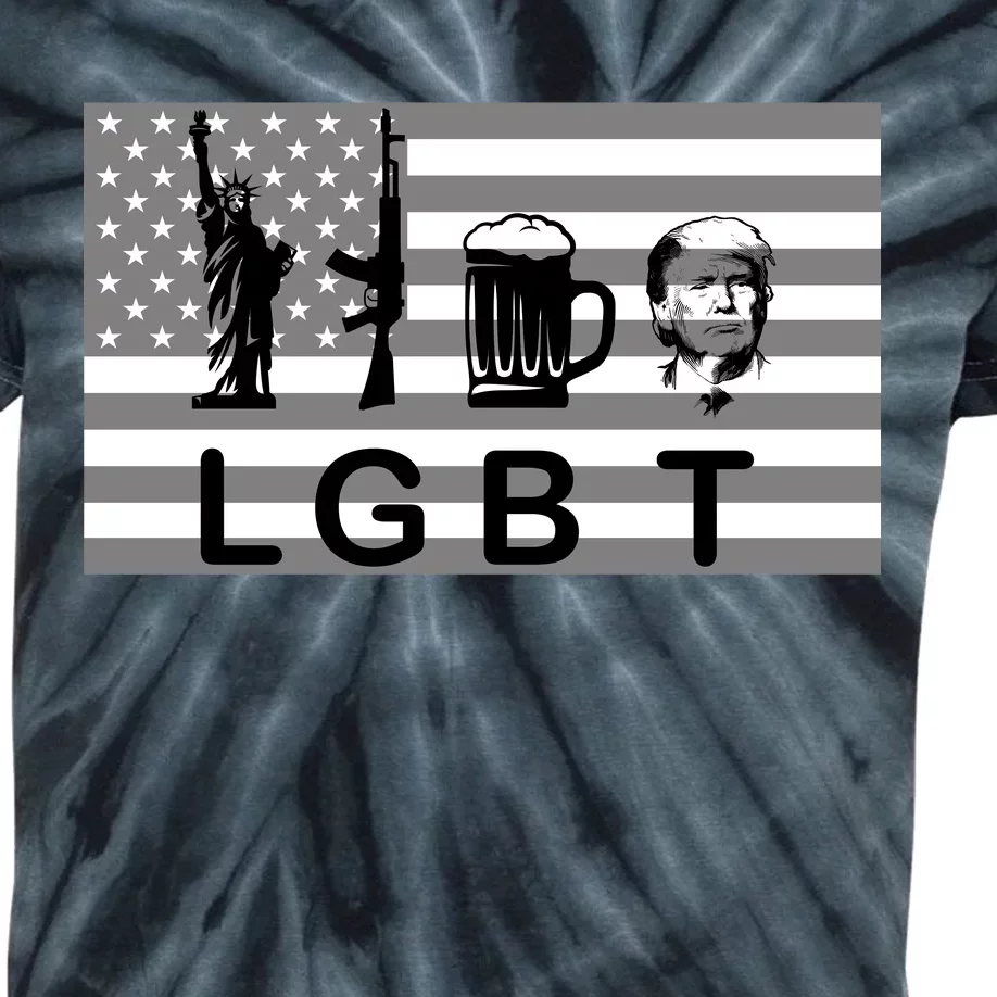 LGBT Liberty Guns Beer Trump Kids Tie-Dye T-Shirt