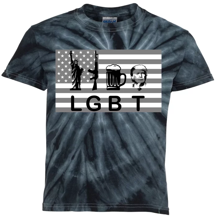 LGBT Liberty Guns Beer Trump Kids Tie-Dye T-Shirt