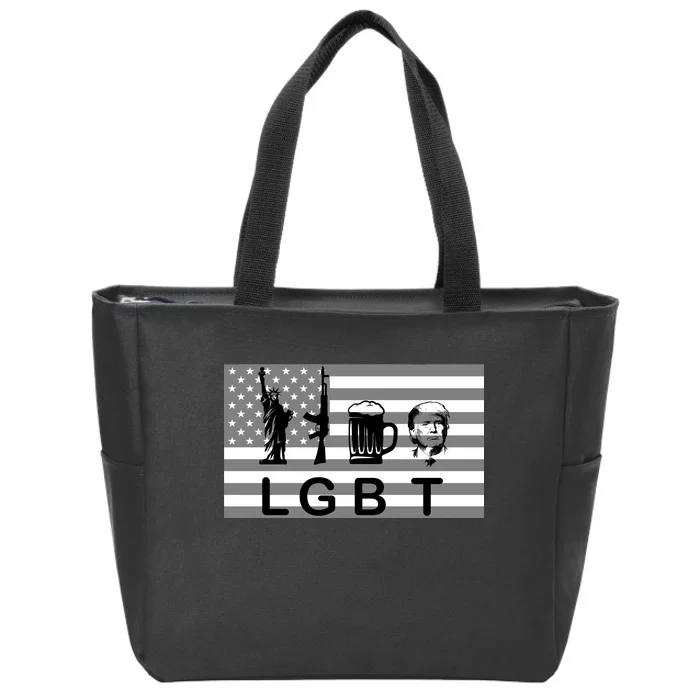 LGBT Liberty Guns Beer Trump Zip Tote Bag