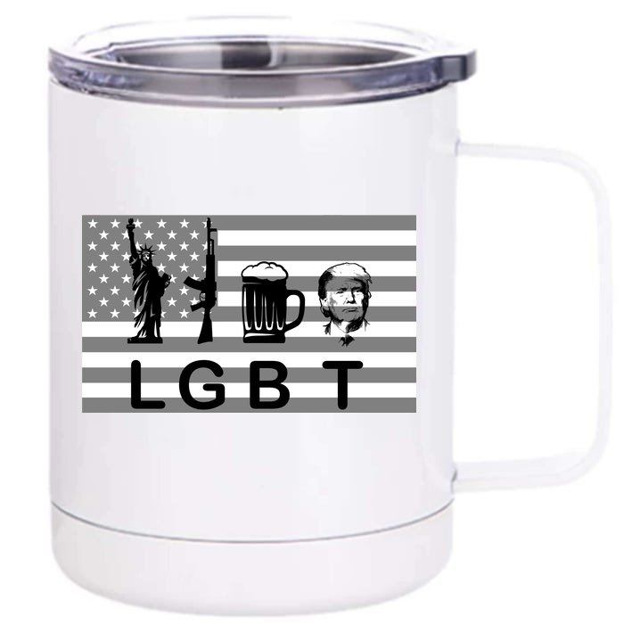 LGBT Liberty Guns Beer Trump Front & Back 12oz Stainless Steel Tumbler Cup