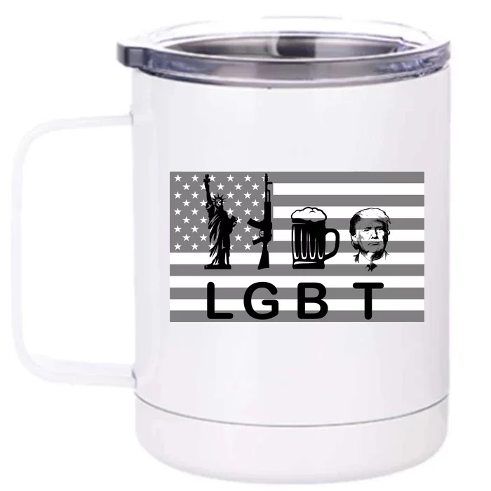 LGBT Liberty Guns Beer Trump Front & Back 12oz Stainless Steel Tumbler Cup