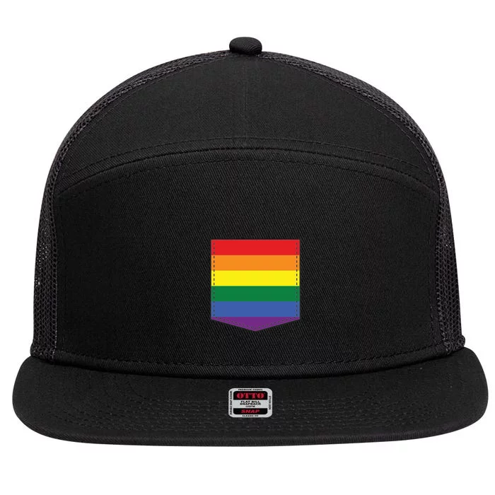 LGBT Rainbow Pocket 7 Panel Mesh Trucker Snapback Hat