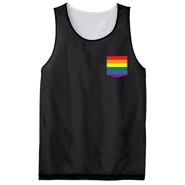 LGBT Rainbow Pocket Mesh Reversible Basketball Jersey Tank