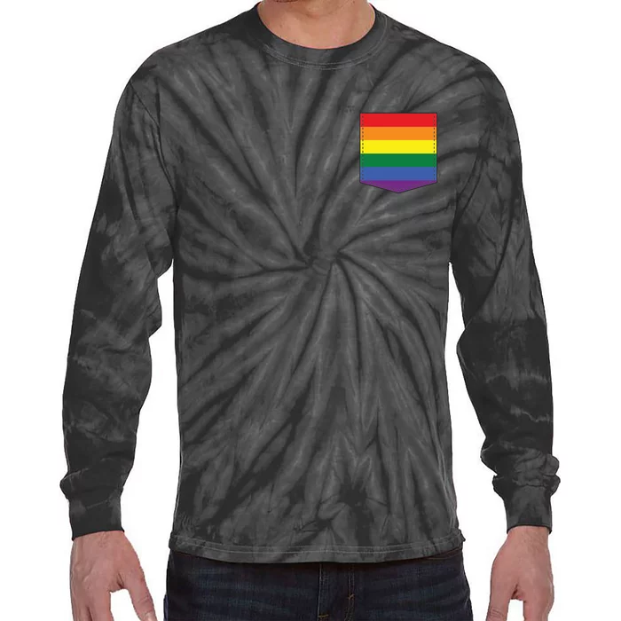 LGBT Rainbow Pocket Tie-Dye Long Sleeve Shirt