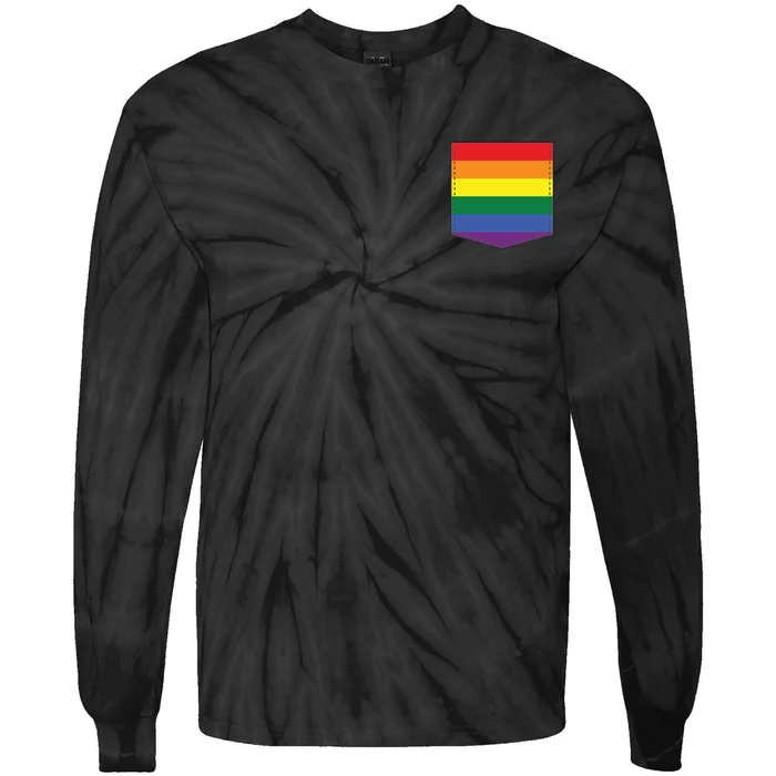 LGBT Rainbow Pocket Tie-Dye Long Sleeve Shirt