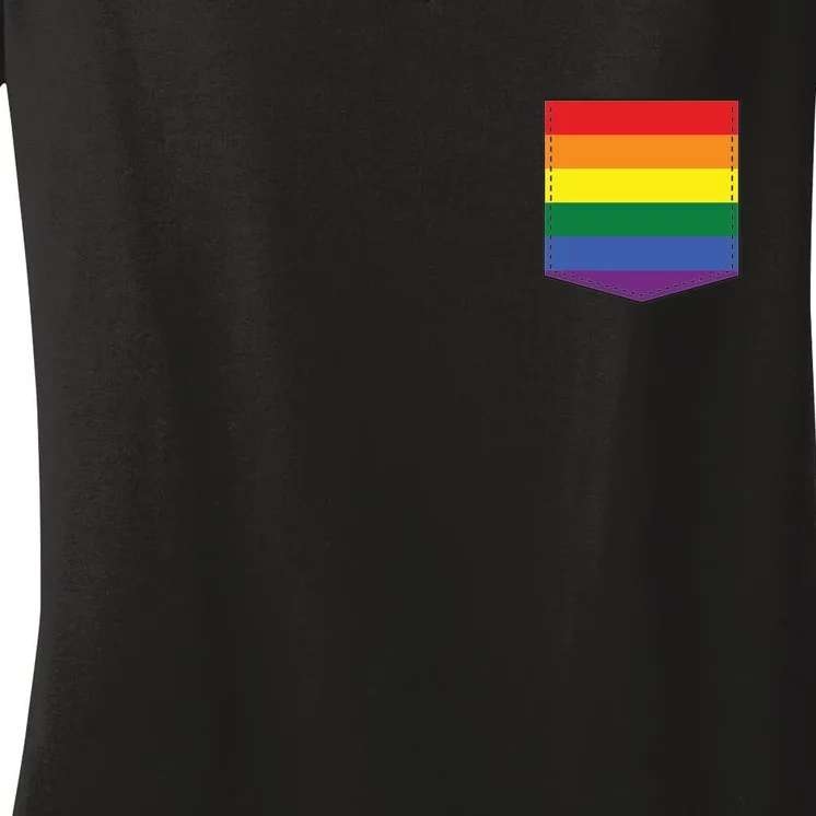 LGBT Rainbow Pocket Women's V-Neck T-Shirt