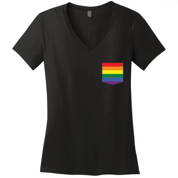 LGBT Rainbow Pocket Women's V-Neck T-Shirt