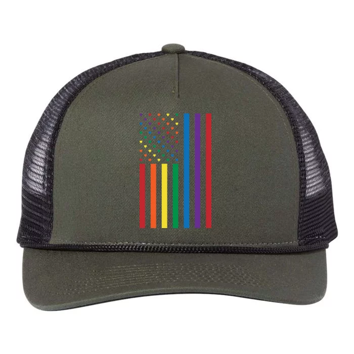 LGBT Rainbow Pride Flag Retro Rope Trucker Hat Cap