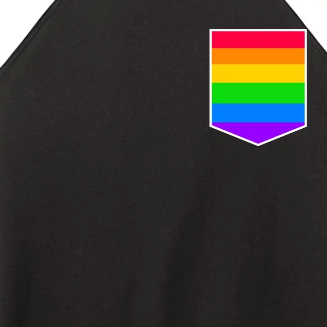 LGBT Rainbow Shirt Pocket Women’s Perfect Tri Rocker Tank