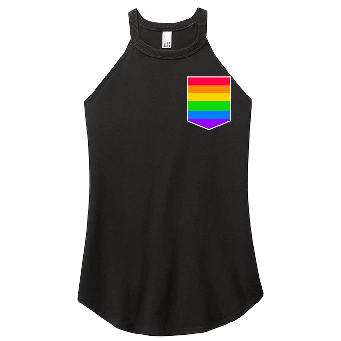 LGBT Rainbow Shirt Pocket Women’s Perfect Tri Rocker Tank