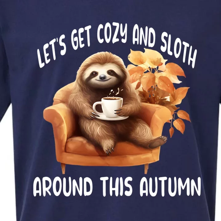 LetS Get Cozy And Sloth Cute Autumn Leaves Sloth Great Gift Sueded Cloud Jersey T-Shirt