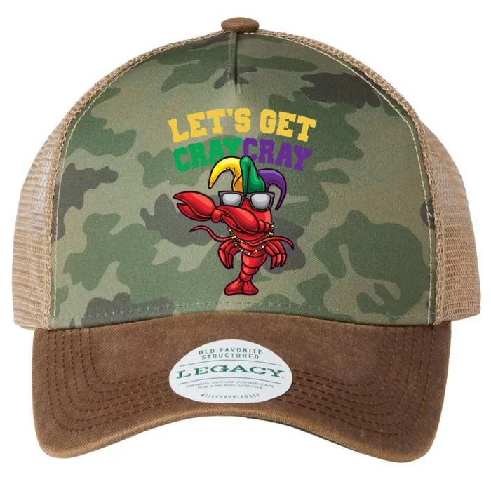 Lets Get Cray Cray Dabbing Crawfish Mardi Gras Legacy Tie Dye Trucker Hat