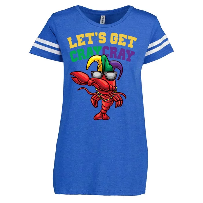 Lets Get Cray Cray Dabbing Crawfish Mardi Gras Enza Ladies Jersey Football T-Shirt