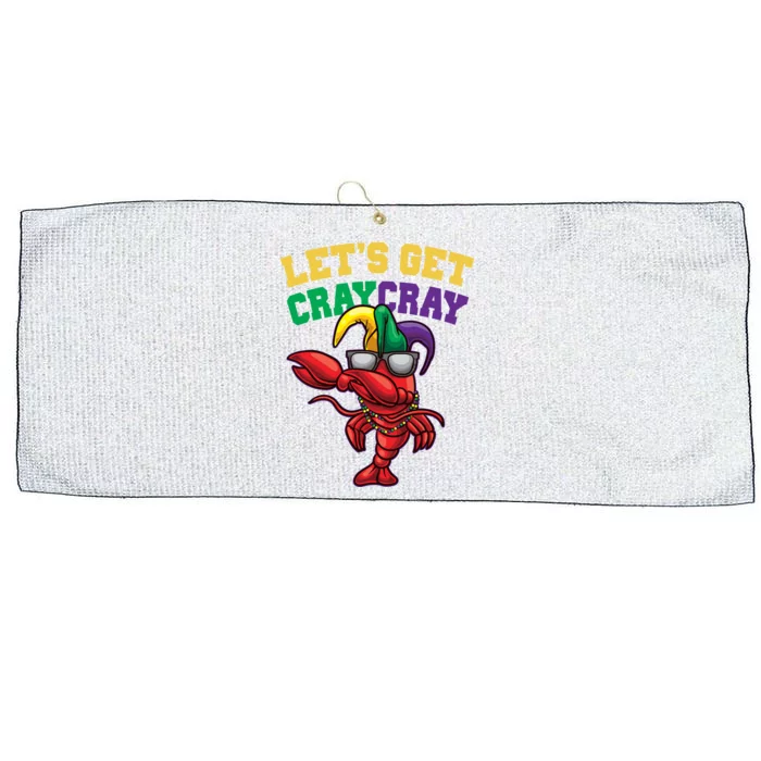 Lets Get Cray Cray Dabbing Crawfish Mardi Gras Large Microfiber Waffle Golf Towel