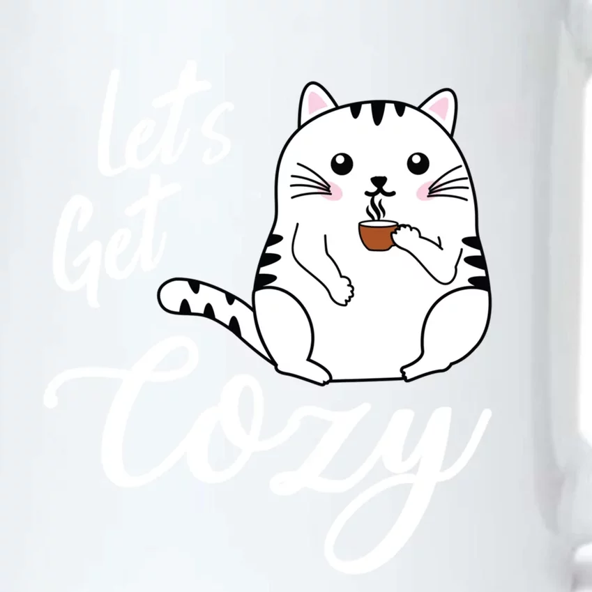 LetS Get Cozy Cat With Hot Coffee Coco Tea Or Cider Cute Gift Black Color Changing Mug