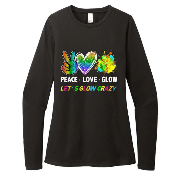 Lets' Glow Crazy Peace Love Glow Party Squad Halloween Womens CVC Long Sleeve Shirt