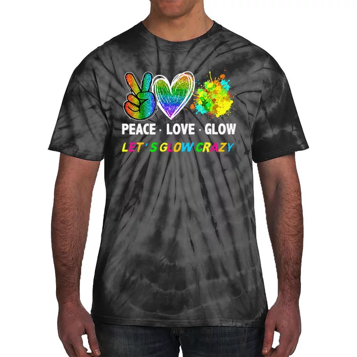 Lets' Glow Crazy Peace Love Glow Party Squad Halloween Tie-Dye T-Shirt