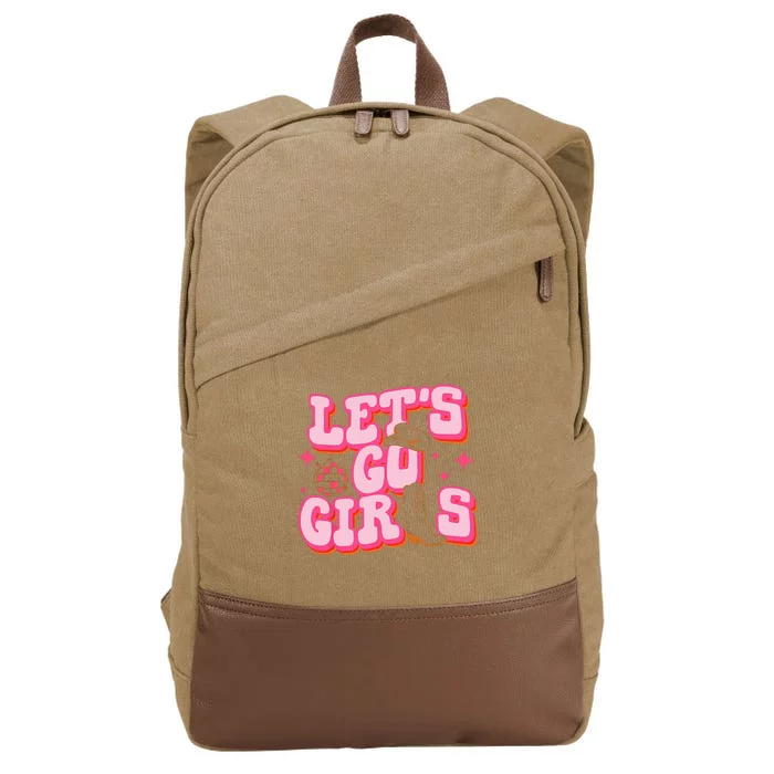 Let's Go Cow Hat Cow Boots Bachelorette Party Cotton Canvas Backpack