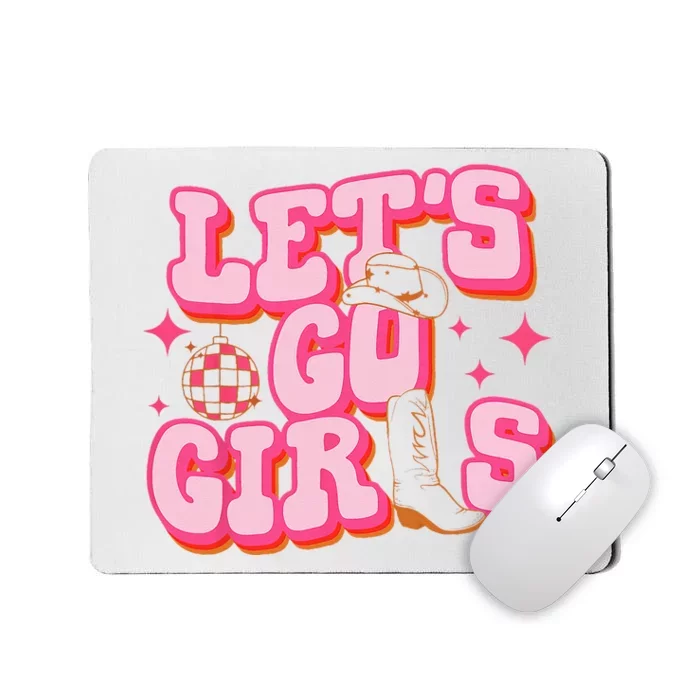 Let's Go Cow Hat Cow Boots Bachelorette Party Mousepad