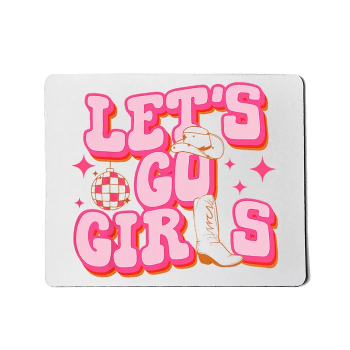 Let's Go Cow Hat Cow Boots Bachelorette Party Mousepad