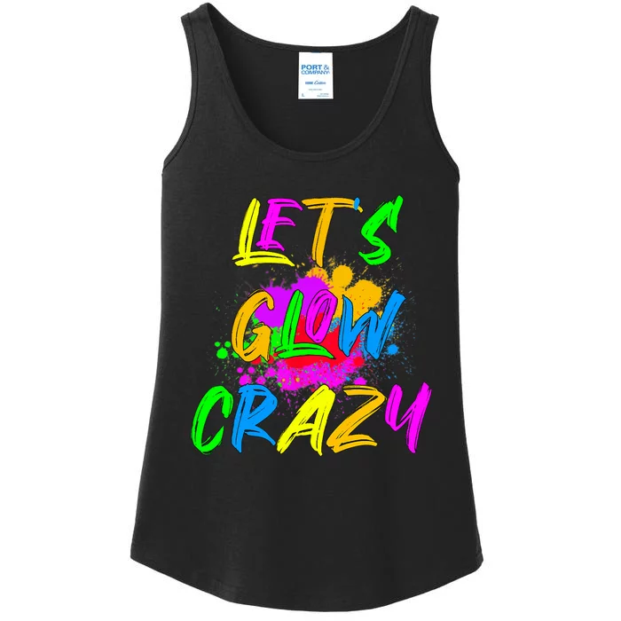 Let's Glow Crazy Outfit Retro Colorful Party Ladies Essential Tank