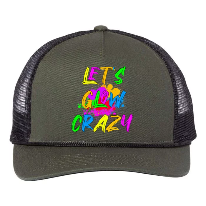 Let's Glow Crazy Outfit Retro Colorful Party Retro Rope Trucker Hat Cap