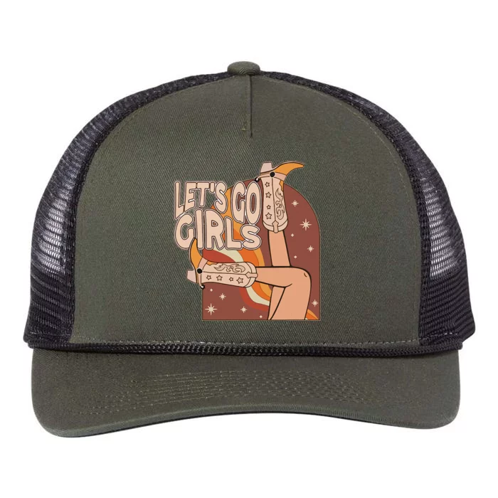 Lets Go Cowgirl Bachelorette Design Retro Rope Trucker Hat Cap