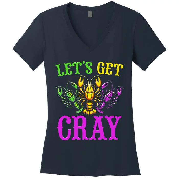 LetS Get Cray Mardi Gras Crawfish Women's V-Neck T-Shirt