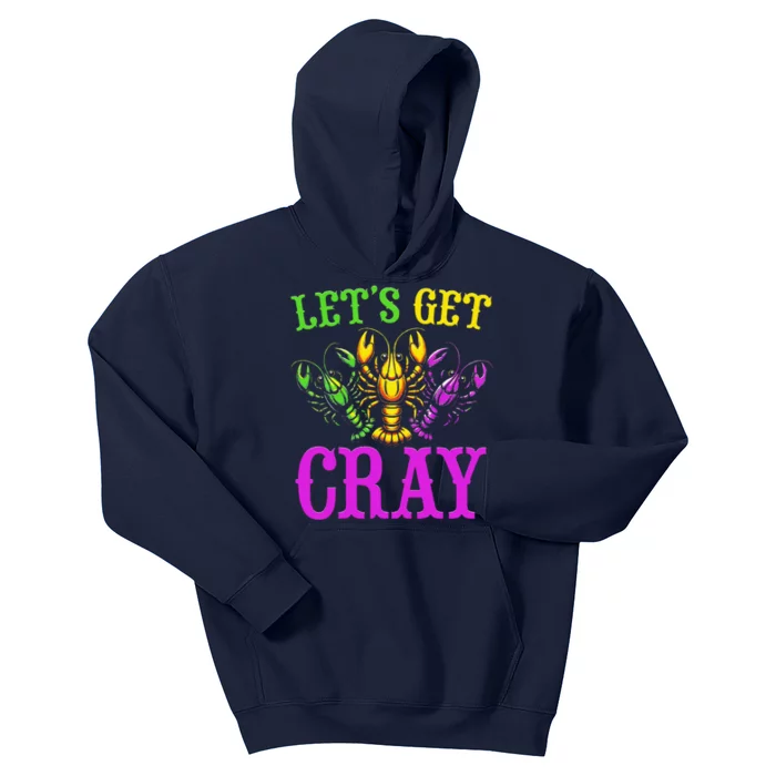 LetS Get Cray Mardi Gras Crawfish Kids Hoodie