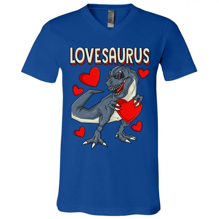 Lovesaurus Gift Couple Dino Love Valentine's Day Gift Meaningful Gift V-Neck T-Shirt