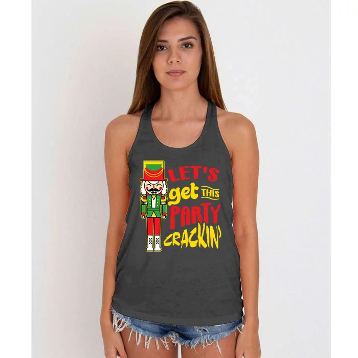 Let's Get Crackin' Funny Nutcracker Christmas Gifts Women's Knotted Racerback Tank