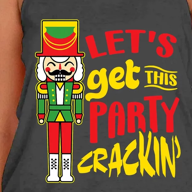 Let's Get Crackin' Funny Nutcracker Christmas Gifts Women's Knotted Racerback Tank