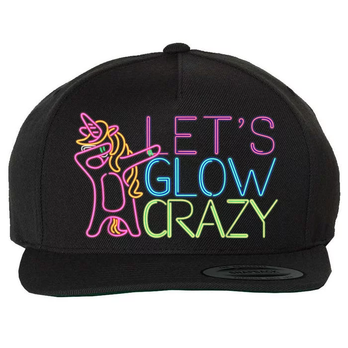 Lets Glow Crazy Glow Party 80s Retro Unicorn Party Wool Snapback Cap