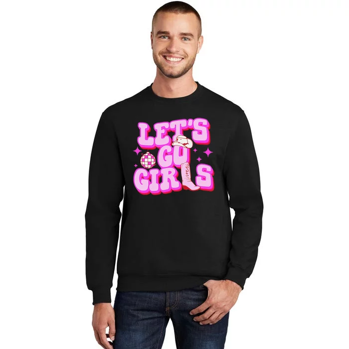 Let's Go Cowgirls Hat Boots Country Western Cow Sweatshirt