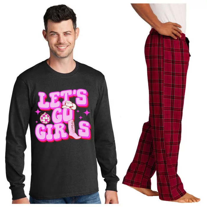 Let's Go Cowgirls Hat Boots Country Western Cow Long Sleeve Pajama Set