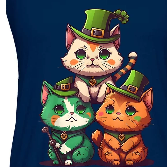 Leprechaun Gnome Cats St Patricks Day Cat Lover Ladies Essential Flowy Tank