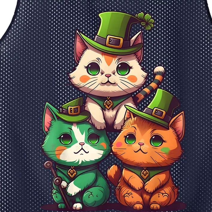 Leprechaun Gnome Cats St Patricks Day Cat Lover Mesh Reversible Basketball Jersey Tank