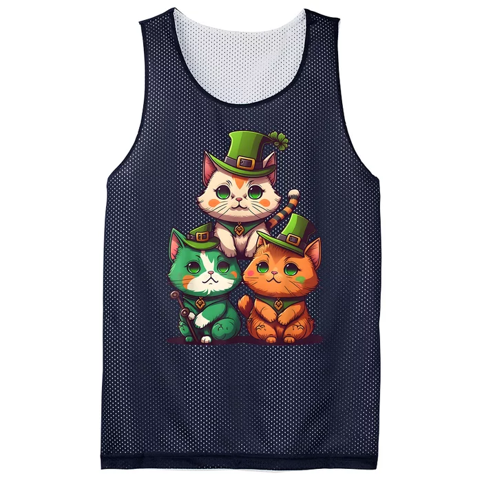 Leprechaun Gnome Cats St Patricks Day Cat Lover Mesh Reversible Basketball Jersey Tank