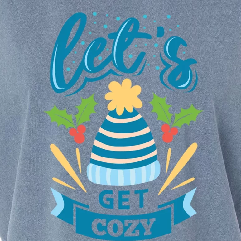 Lets Get Cozy Christmas Santa Holiday Xmas Gift Garment-Dyed Women's Muscle Tee