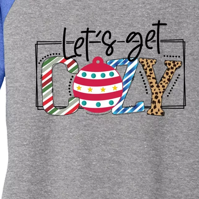 LetS Get Cozy Cute Christmas Leopard Pattern Cute Gift Women's Tri-Blend 3/4-Sleeve Raglan Shirt