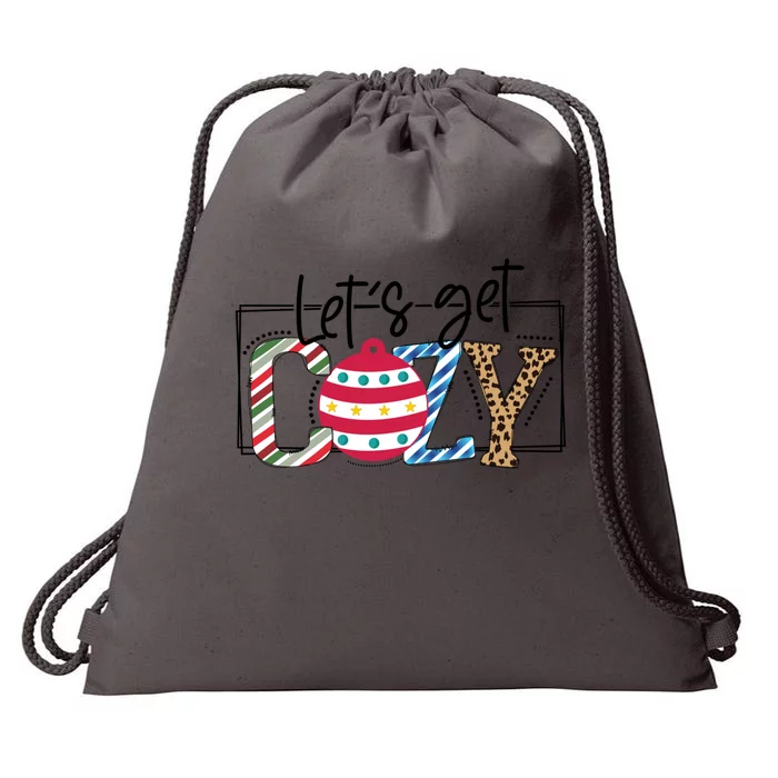 LetS Get Cozy Cute Christmas Leopard Pattern Cute Gift Drawstring Bag