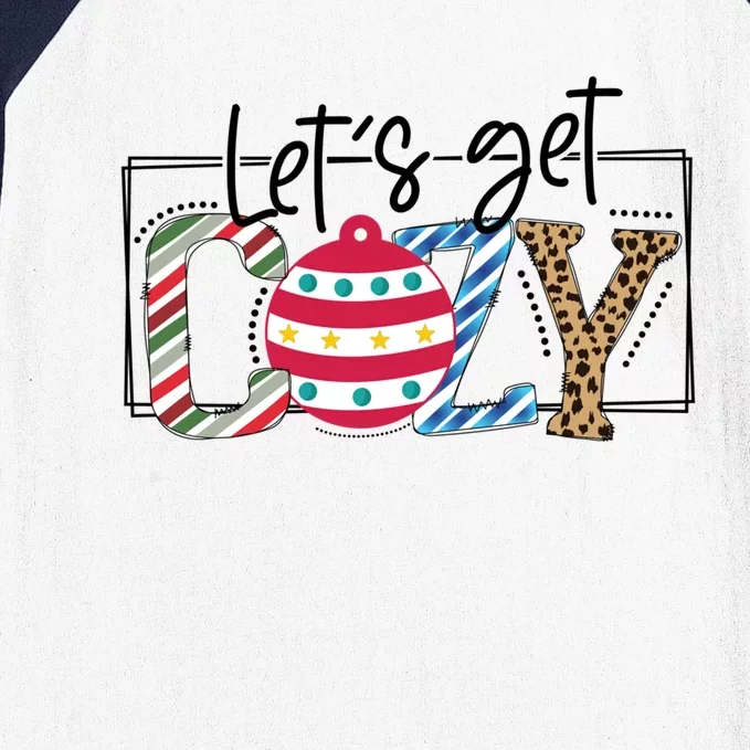 LetS Get Cozy Cute Christmas Leopard Pattern Cute Gift Baseball Sleeve Shirt