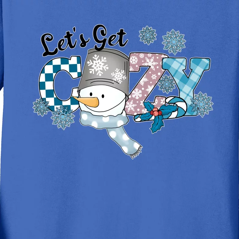 LetS Get Cozy Winter Christmas Snow Gift Kids Long Sleeve Shirt