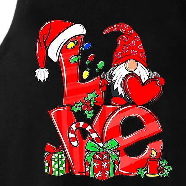 Love Gnomes Christmas Lights Santa Hat Family Xmas Pajamas Gift Ladies Tri-Blend Wicking Tank