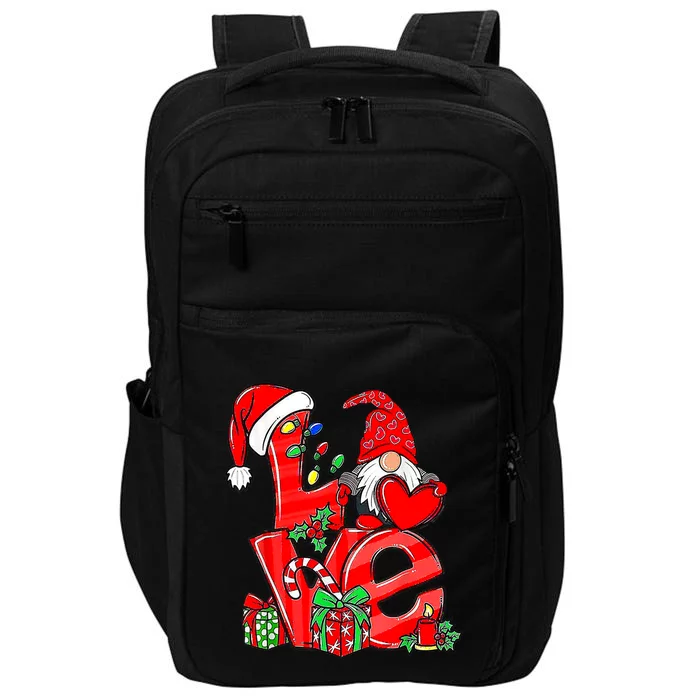 Love Gnomes Christmas Lights Santa Hat Family Xmas Pajamas Gift Impact Tech Backpack